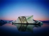 Icebergs at sunrise in Jokulsarlon Glacier Lagoon, Vatnajokull National Park, south east Iceland.